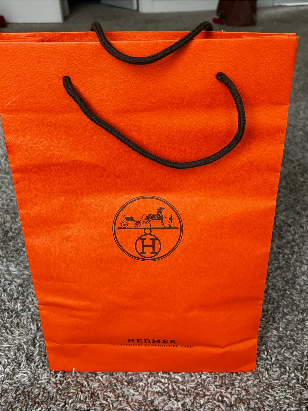 Hermes Authentic Orange Paper Shopping Bag